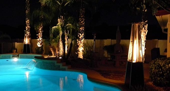 Avenlur Outdoor Patio Pyramid Heater - 48,000 Btu, Portable, Propane, W/Wheels, Protective Cover (Hammered Bronze)