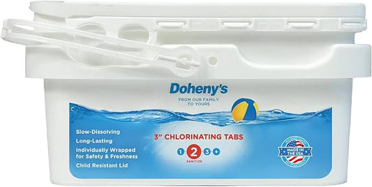 Doheny’s 3-Inch Stabilized Chlorine Tablets | 99% Pure Tri-Chlor, 90% Available Chlorine | Long-Lasting, UV-Protected, Slow-Dissolving Pool Sanitizer | Individually Wrapped, Childproof 5lb Bucket by Dohenys