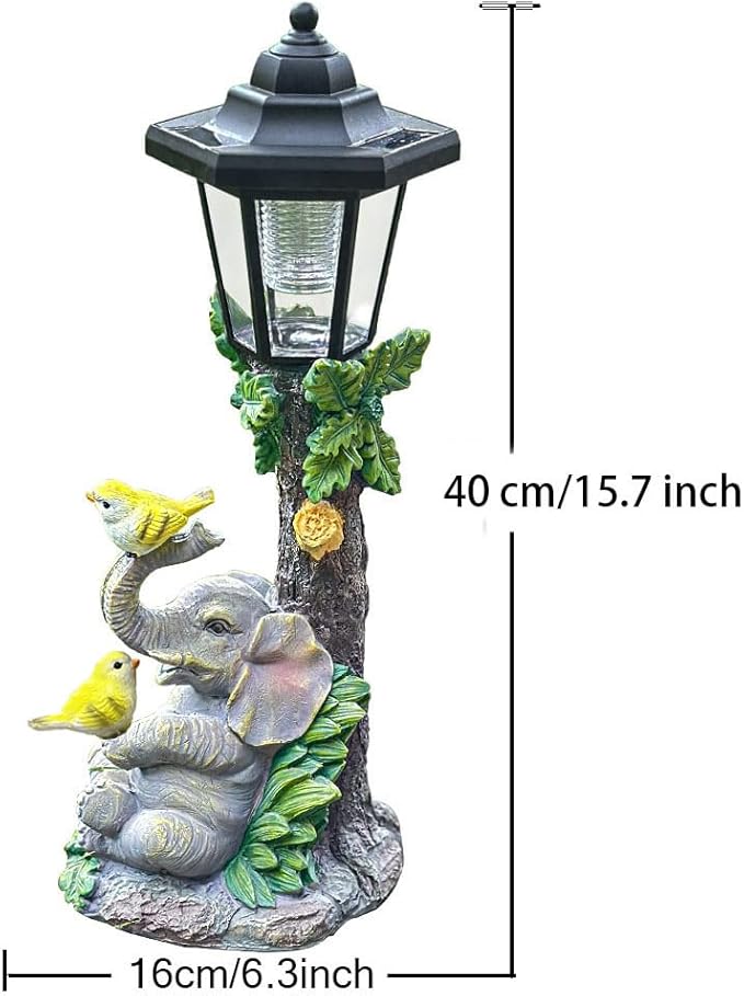 Solar Elephant Garden Statue, Outside Elephant Statue with Lantern Perfect for Balconies, backyards, or lawns—A Unique Birthday or Housewarming Gift for Women, Mothers, or Grandmothers