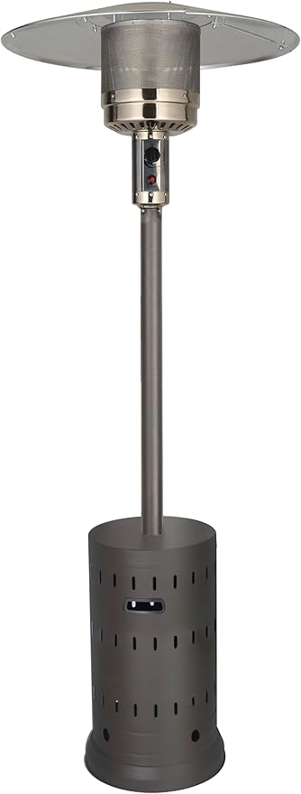 Outdoor Natural Gas Patio Heater, 45,000 BTU, XL-Series, Anti-Tilt Safety Shut-Off, Portable Heater, Includes Drink Table & Wheels, Residential & Commercial Matte Mocha 89" Tall