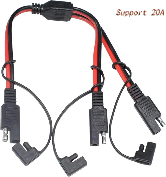 14AWG SAE DC Power Automotive Connector Cable Y Splitter 1 to 2 SAE Extension Cable, Fit for Suitable for Solar Battery Connection and Transfer 12inch/30cm - with Protective Cover - Image 3
