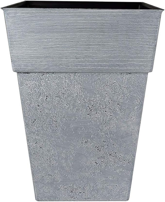 The HC Companies 22 Inch Avino Tall Square Planter - Decorative Indoor Outdoor Plant Pot for Front Porch, Deck, Patio and Home, Oxidized Black