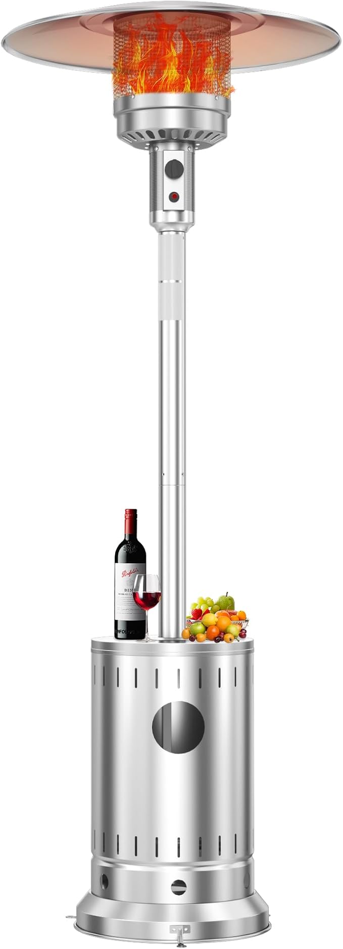 50,000 BTU Stainless Steel Patio Heater - Propane Patio Heater with Double-Layer Stainless Steel Burner, Space Heater, Outdoor Heaters with Wheels Used for Garden, Patio and Residential