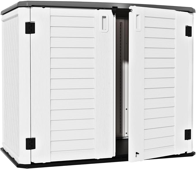 ZZM 4x2.5 FT Outdoor Storage Shed, Resin Waterproof Storage Cabinet for Garden Tools with Lockable Lid,Latch (White) by ZZM