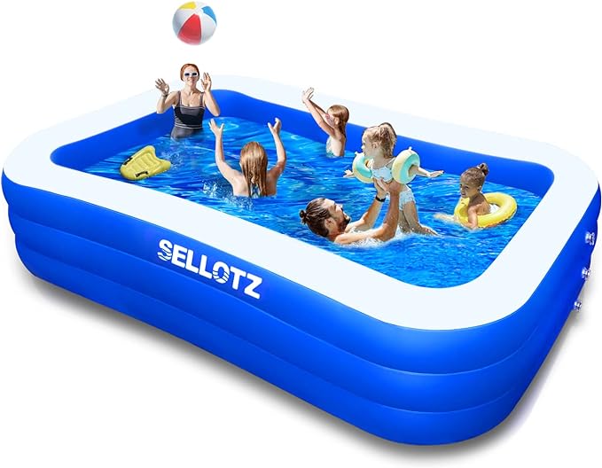 SELLOTZ Inflatable Pool for Kids and Adults, 120" X 72" X 22" Oversized Thickened Family Swimming Pool for Toddlers, Outdoor, Garden, Backyard, Summer Water Party by SELLOTZ