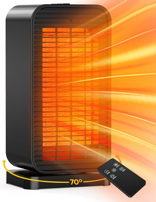 Outdoor Heaters for Patio w/2 Modes&2 Heat Levels, 1S Heating 1200W PTC Ceramic Electric Heater, Overheat&Tip-over Protection, Remote, 70° Swing Space Heater for Indoor Use Large Room Garage