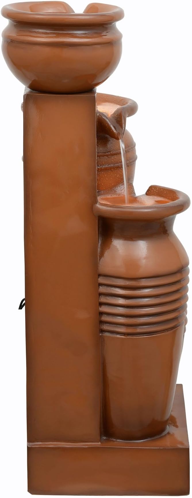 Teamson Home 28.7" 4-Tier Cascading Bowl Solar Powered Water Fountain for Outdoor Living Spaces, Terracotta