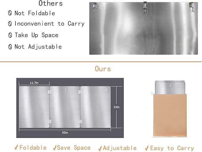 Patio Heater Reflector Shield-Heat Directional Focusing Reflector Attachment for Outdoor Gas Heater,Propane Heater Deflector Shield Replacement,Thick and Sturdy,Adjustable and Foldable