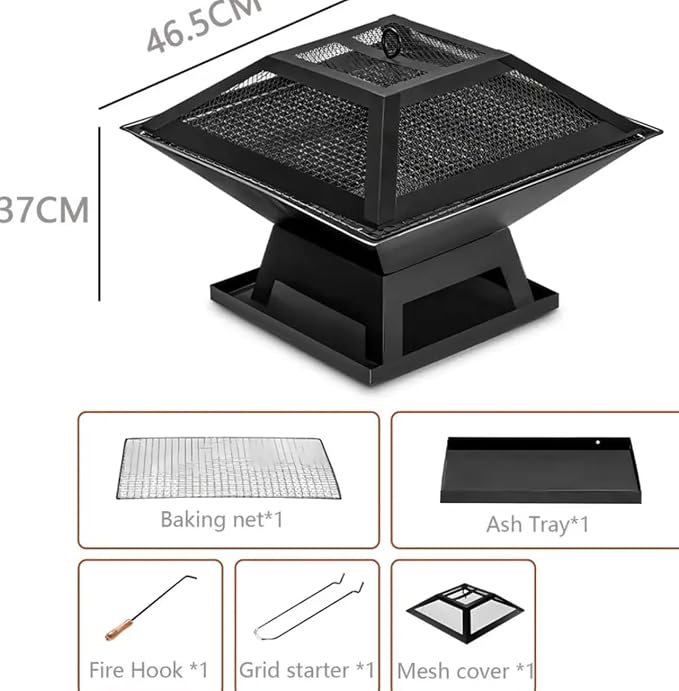 18.5-Inch Outdoor Fire Pit with Mesh Spark Screen & Poker – Portable Wood-Burning Fire Bowl for Backyard, Patio, Camping & Bonfires – Heavy-Duty Powder-Coated Steel - Image 2