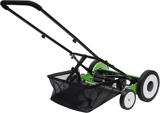 16 Inch 5-Blade Push Reel Lawn Mower with Grass Catcher Manual Push Mower with Adjustable Cutting Height 2.5 Inch Max, 4 Wheels Reel Mower for Small Yards Lawn Area (16 Inch) - Image 6