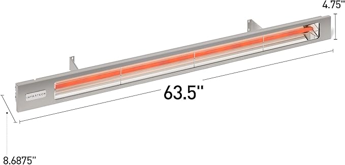 Infratech SL-4024 Slimline 63.5" Single Element Fixture 4000 Watt, 240 Volt, Black Finish