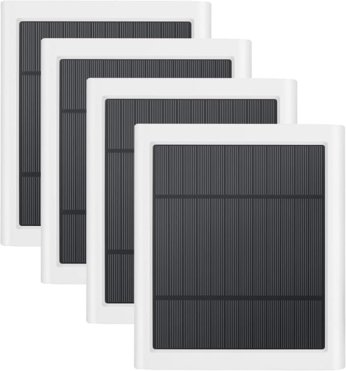 4 Pack IP65 Solar Panel for Rings Camera, 4W Solar Charger Compatible with Rings Spotlight &All-New Stick Up Outdoor Cam Battery, 10ft Long Cable with USB-C to Barrel Plug Adapter by Paodekua
