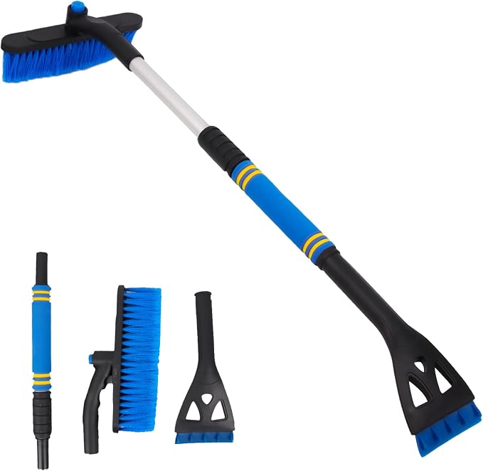 CYDZSW Snow Brush and Ice Scrapers for Car Windshield,Ice Scraper for Freezer,35" Extendable Snow Scraper,Detachable Snow Removal Tool with Ergonomic Foam Grip for Car SUV and Truck (Blue) by CYDZSW