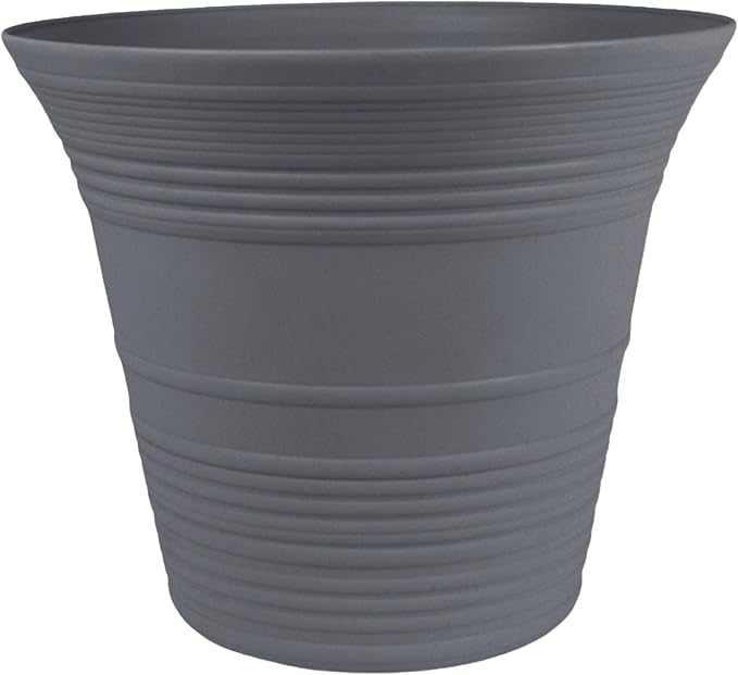The HC Companies Sedona Round Self-Watering Pot - Lightweight Self Care Planter - Plastic Planter for Herbs & More - Durable Plant Pots for Indoor Plants & Outdoor Plants (16" Warm Gray, Pack of 1)