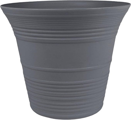 The HC Companies Sedona Round Self-Watering Pot - Lightweight Self Care Planter - Plastic Planter for Herbs & More - Durable Plant Pots for Indoor Plants & Outdoor Plants (9" Warm Gray, Pack of 1)