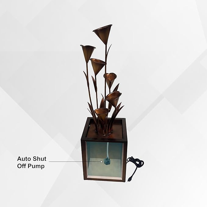 XBrand 46-Inch Sculptural Metal Multi-Tier Flower Water Fountain, Bronze