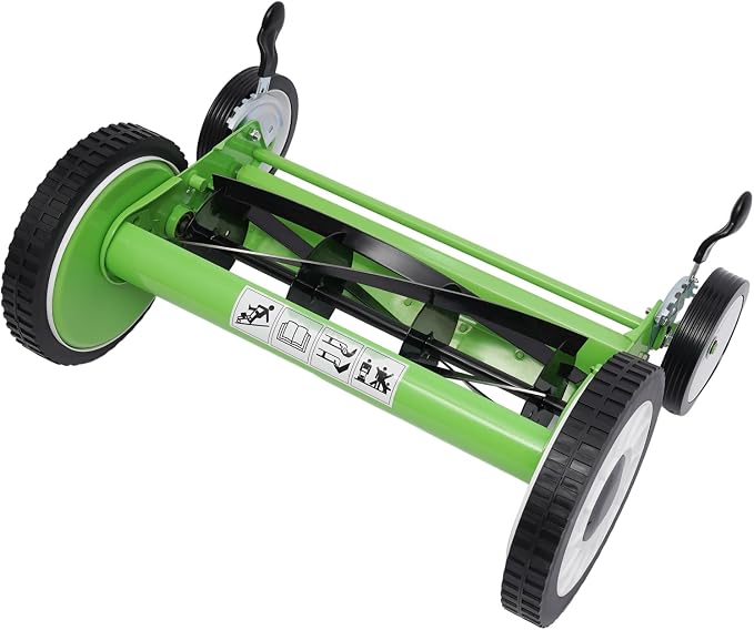 16-Inch 5-Blade Push Reel Lawn Mower Cordless Manual Reel Lawn Mower Walk-Behind Steel Lawn Mowers with Removable Grass Catcher, 9-Position Height Adjustment, Lawnmower for Garden - Image 5