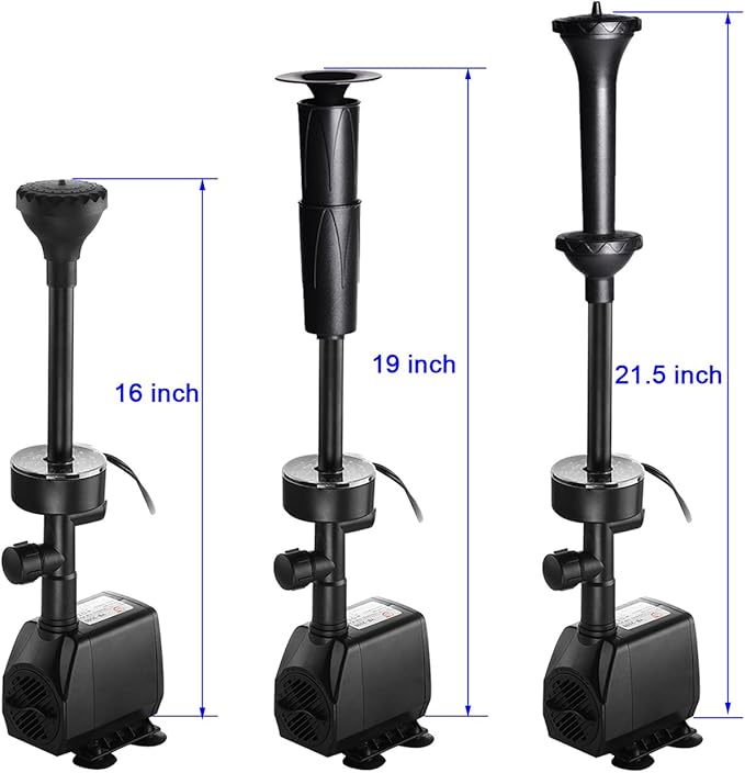 730GPH (2800L/H, 110V/55W) Submersible Pump Fountain with RGB Color Changing Ring Water Fountain Spray Nozzles Kit Multiple Water Patterns Decoration Garden Pond Landscape