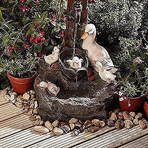 Outdoor Duck Fountain Ornaments with Solar Light, Garden Duck/Squirrel Statue, Yard Art Water Fountain Decoration, for Lawn Yard Patio Pond or Yard，5.91inx3.94in