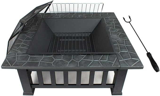Heavy Duty 32" Square Metal Fire Pit Outdoor Patio Garden Backyard Stove Firepit Warm Firecamp Beach Fullmoon Party - Image 2