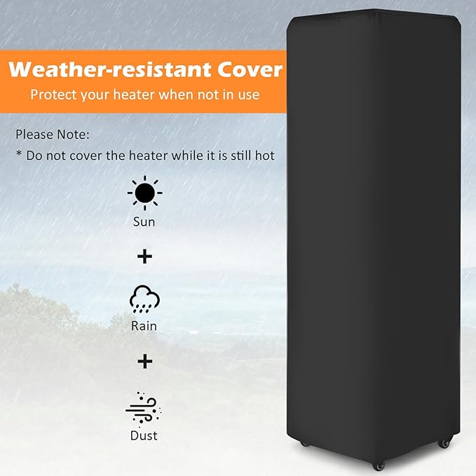 Tangkula 41,000 BTU Propane Patio Heater with Waterproof Cover, Outdoor Heater with Lockable Wheels, Adjustable Feet, Tempered Glass Tube, Suitable for Garden Porch Patio Deck