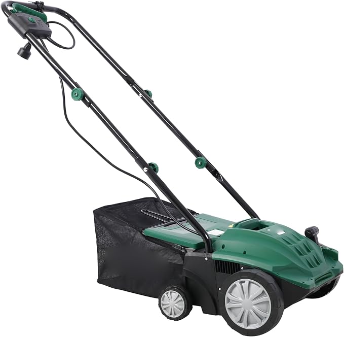 13" Electric Dethatcher and Scarifier 12 Amp Lawn Dethatcher with 31.7QT Collection Bag 2-in-1 Thatcher for Lawn Turf Vacuum for Artificial Grass Green by WZONICE98