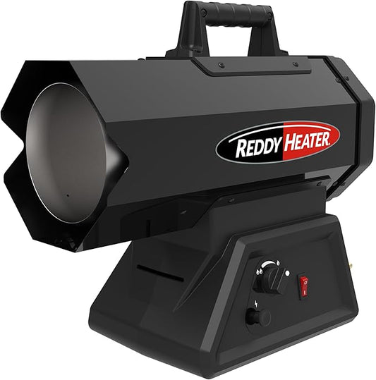 Hybrid Cordless LP Forced Air Heater, 60,000 BTU, Outdoor Propane Space Heater, CSA Certified, Adjustable Base, Enclosed Motor, 10ft Hose & Regulator, Works w/Dewalt & Milwaukee