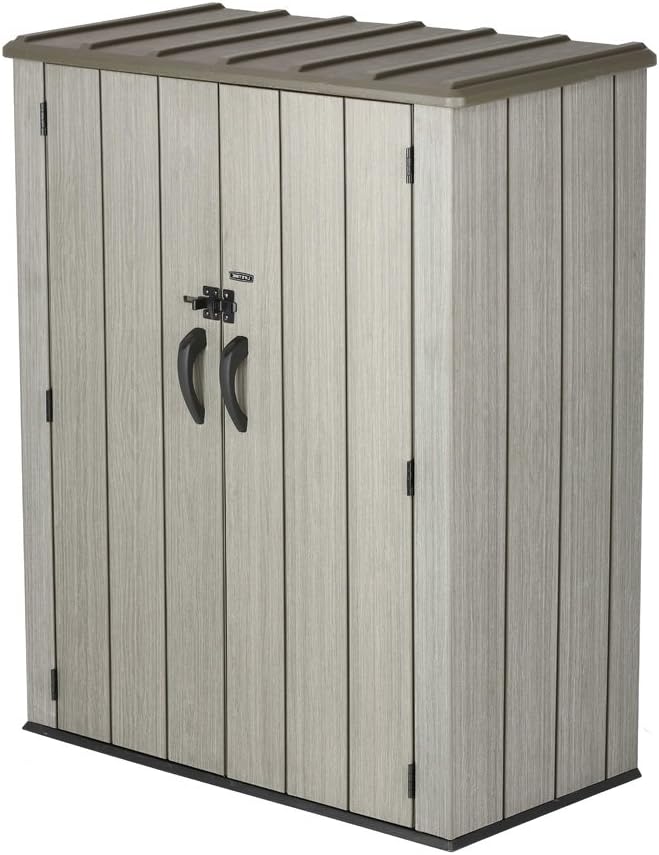 Lifetime 60209 Vertical Storage Shed (53 Cubic feet), Roof Brown, 74 x 142 x 174 cm by Lifetime