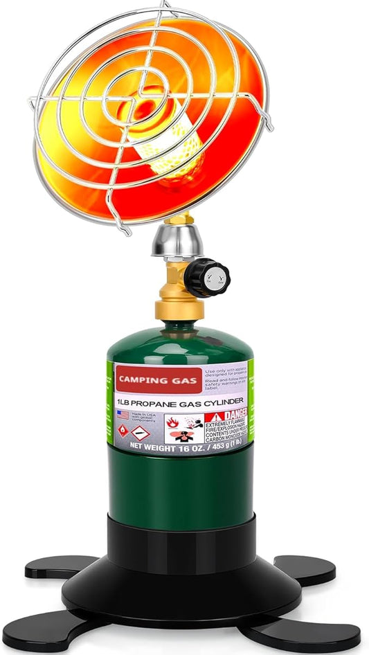 Portable Propane Heater for Camping, Outdoor Space Patio Heater, Powerful Output Compact Radiant Gas Heaters with Foldable Tank Holder for Winter Tent Hunting Ice Fishing Hiking Backyard Garage