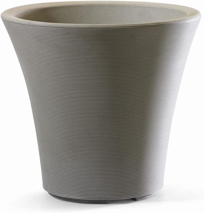 Garden Elements Indoor/Outdoor Resin Pamploma Round Planter, Sand 12"