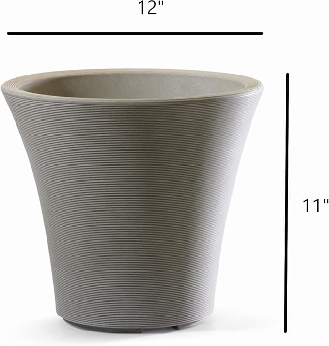Garden Elements Indoor/Outdoor Resin Pamploma Round Planter, Sand 12"