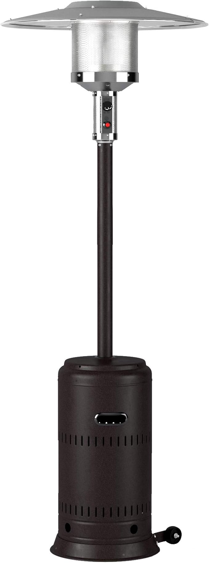 Fire Sense 63717 Performance Series Patio Heater With Wheels 46,000 BTU Output Electronic Ignition System Portable Outdoor Propane Heater For Residential - Espresso