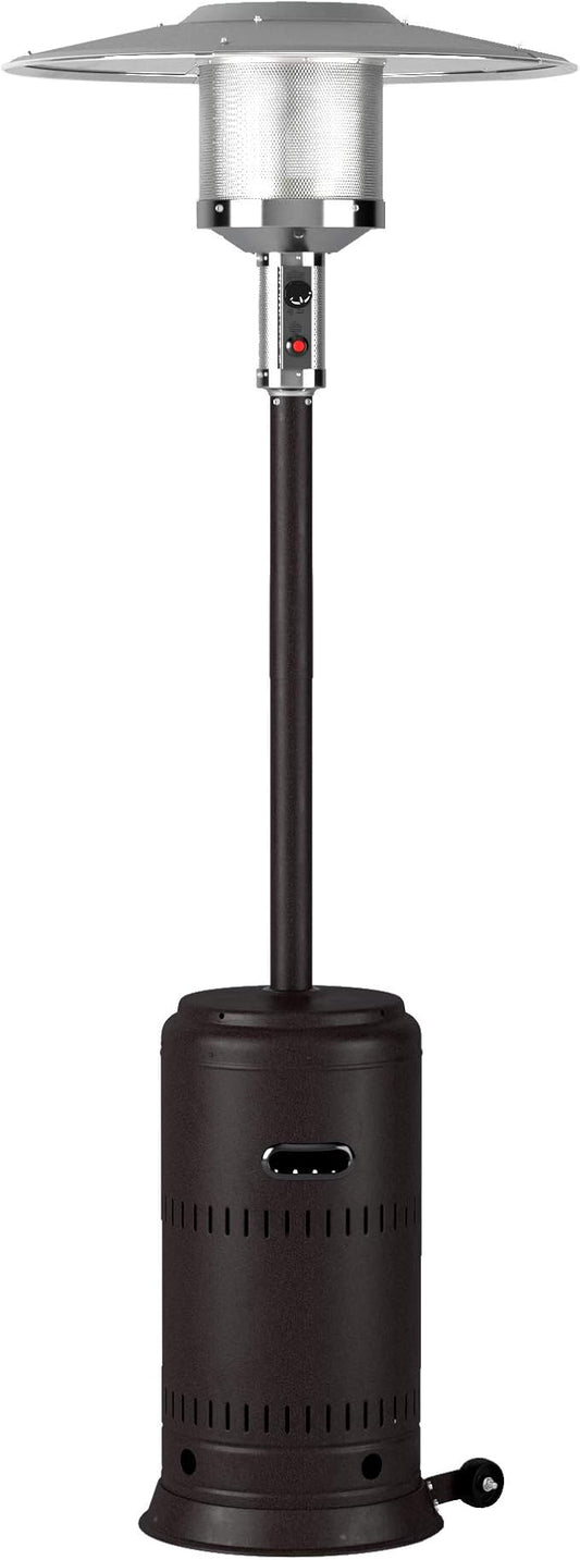 Fire Sense 63717 Performance Series Patio Heater With Wheels 46,000 BTU Output Electronic Ignition System Portable Outdoor Propane Heater For Residential - Espresso