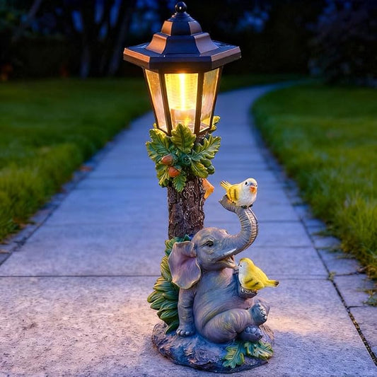 Solar Elephant Garden Statue, Outside Elephant Statue with Lantern Perfect for Balconies, backyards, or lawns—A Unique Birthday or Housewarming Gift for Women, Mothers, or Grandmothers