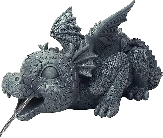 Txkrhwa Fountain Dragon Statue Resin Spouting Water Dragon Sculpture Weather Resistant Realistic Water Spray Dragon Statue Outdoor Ornament for Garden Courtyard Pond Pool