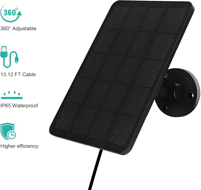 Solar Panel for Blink Camera Outdoor, Solar Panel 4W Compatible with Blink Outdoor 4 (4th Gen) Camera, Solar Charger for Blink Camera with 13.12Ft Outdoor Power Cable, 360° Adjustable Mount, 4 Pack - Image 2