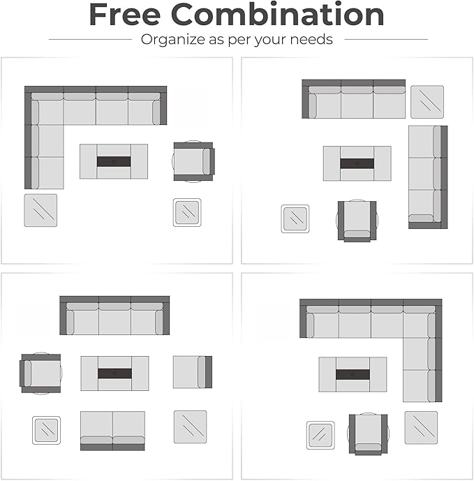 HOOOWOOO 10 Piece Patio Sectional Furniture Set with Fire Pit Table,Modern Wicker Outdoor Conversation Sofa Sets,Weather Resistant Modular L Shaped Outside Couch Swivel Chair Set(Beige)