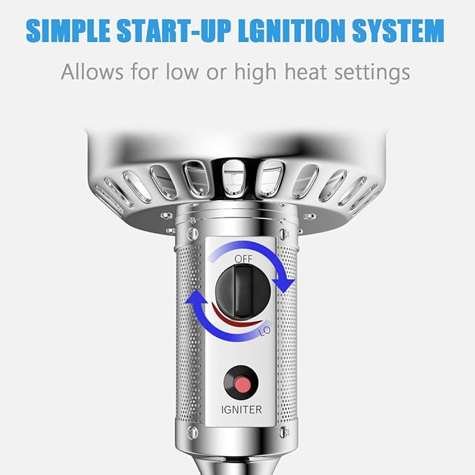 Tangkula 50,000 BTU Propane Patio Heater with Wheels, Outdoor Heaters for Patio with Shelf Tabletop, Stainless Steel Burner, Auto Shut Off & Tip-Over Protection, Portable Patio Heaters for Outdoor Use
