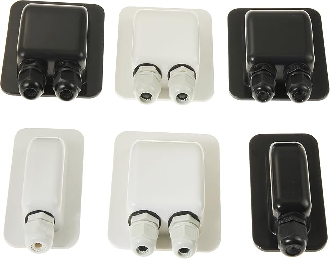 LINKSOLAR Weatherproof ABS Solar Double Cable Entry Gland,Curved Cable Connector for All Cable Types 6mm?? to 12mm?? for Rv, Campervan, Boat (Type D, Black) - Image 8