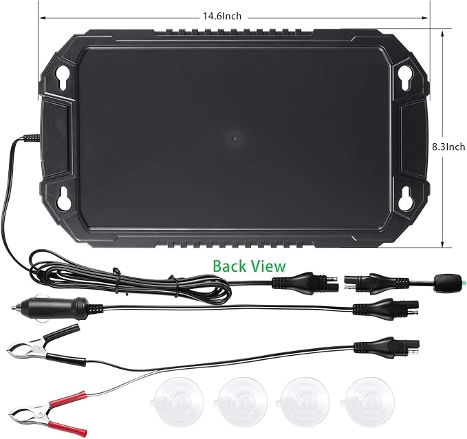 Sunway Solar Car Battery Trickle Charger & Maintainer 12Volt 8W Solar Panel Power Charger kit Portable Waterproof for Automotive RV Marine Boat Truck Motorcycle Trailer Tractor Powersports Snowmobile - Image 5