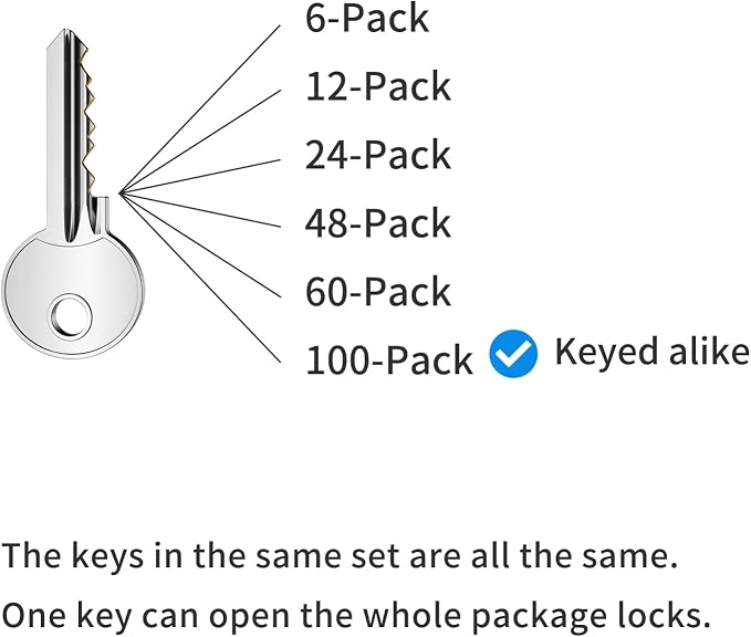 Padlocks with Same Key, LQYN 100 Pcs Laminated Keyed Padlock (1-9/16", 40mm), Keyed Alike Locks, Long Shackle, for Storage Locker, Hasp Latch, Toolbox, Sheds - Image 7