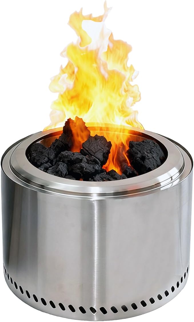 19" Smokeless Fire Pit with Air Switch, Wood Burning Portable Stainless Steel Outdoor Firepit with Removable Ash Pan for Camping, Backyard, Patio & Picnic - Image 7