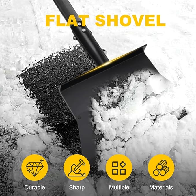 Snow Shovel for Driveway Ice Scraper, Heavy Duty Ice Chopper 53" Multifunctional Cleaning Shovel Ice Removal Tool, Wider Garden Flat Floor Scraper for Sidewalk Lawn Garden Farm Yard (1) - Image 2