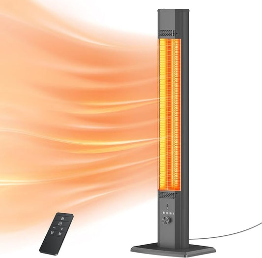 Outdoor Patio Heater with 9 Heat Levels,Space Heater for Garage Backyard Room Indoor,1500W Fast Electric Infrared Heater,9H Timers,Waterproof,Child Lock,Black Large