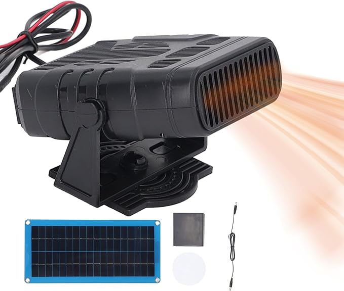 Solar Panel Greenhouse Heater Kit, 30W Winter Poultry Warmer Coop Heater, Monocrystalline Solar Panel Heaters, Portable SolarPowers Kit with Battery Compartment for Outdoor Charges Mobile Phones