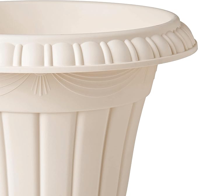 Arcadia Garden Products PL10BG Classic Traditional Plastic Urn Planter Indoor/Outdoor 15" x 13", Beige
