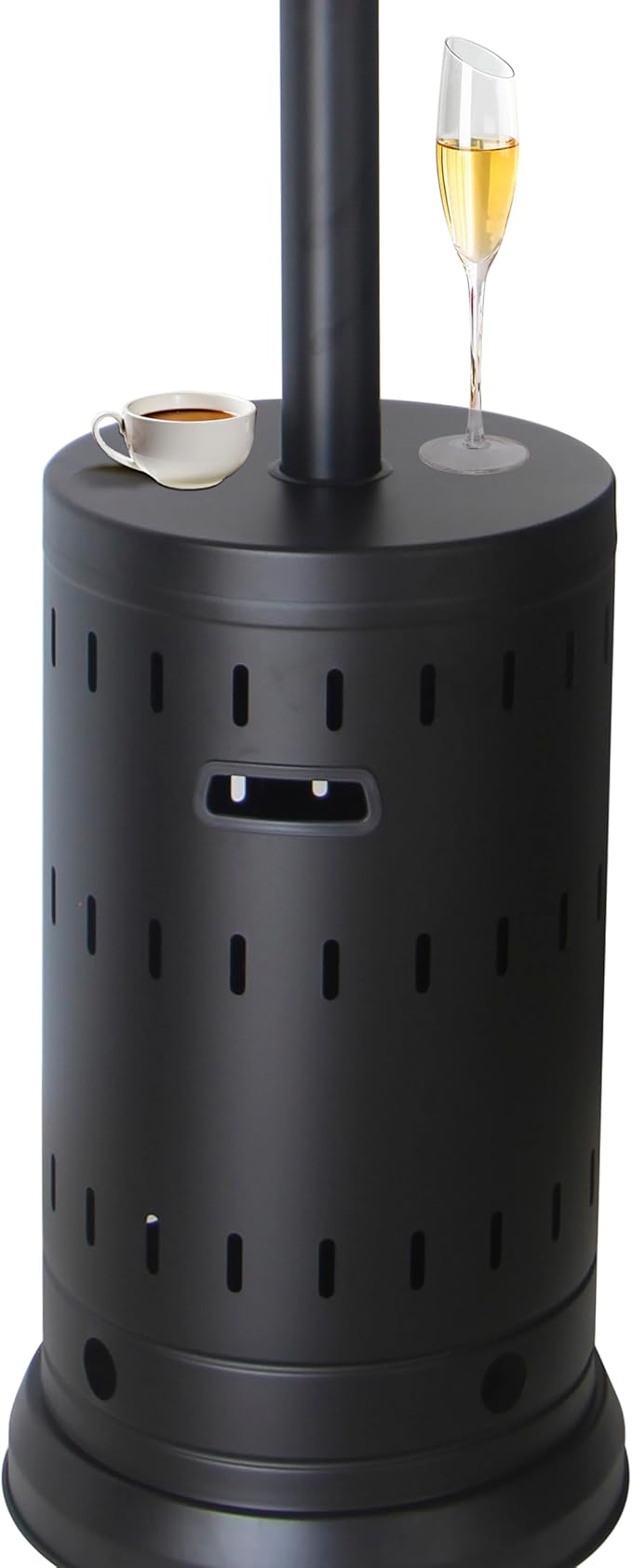 Golden Flame XL-Series Natural Gas Patio Heater, 45,000 BTU, 89" Tall, Push-Button Ignition, Anti-Tilt Safety, Wheels, Hammered Silver/Pewter