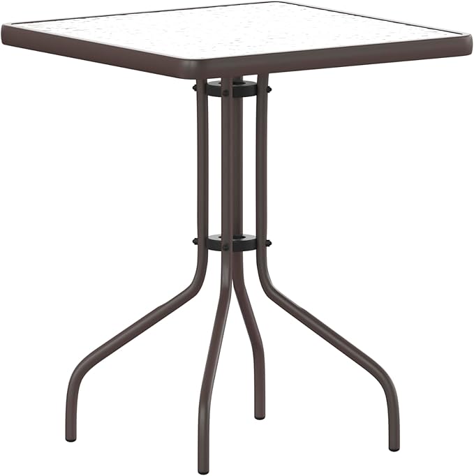 Flash Furniture Barker 23.5'' Square Indoor/Outdoor Tempered Glass Metal Frame Side Table, Bronze by FlashFurniture