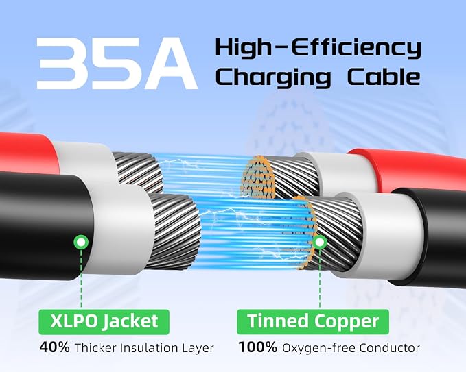 Bateria Power Solar to XT60 Charge Extension Cable 10AWG 50Ft, Solar Connector to XT60 Adapter Cable for Solar Panel to LiFePO4 Battery RV Portable Power Station Solar Generator,10AWG 50Ft - Image 8