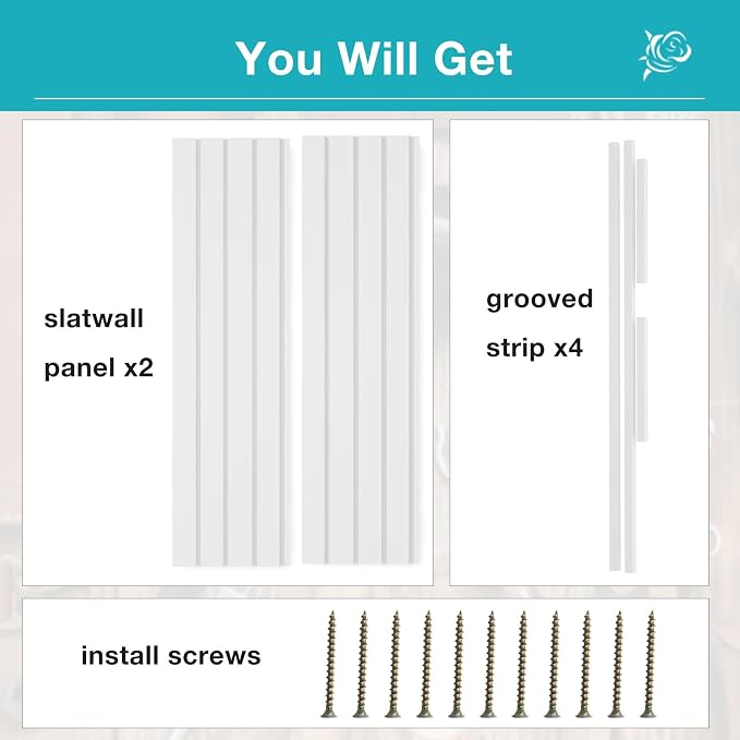 NeatiEase Slatwall Panel Wall Storage Systems, 2 x 4ft Slat Wall Paneling Garage Wall Organizer, Heavy Duty Wall Mounted PVC Wall Rack (White) - Image 4